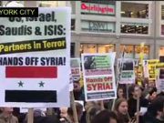 คลิป!! : ชาวอเมริกันทั่วประเทศออกมาเดินประท้วงต่อต้านการโจมตีฐานทัพซีเรียของกองทัพสหรัฐอเมริกา